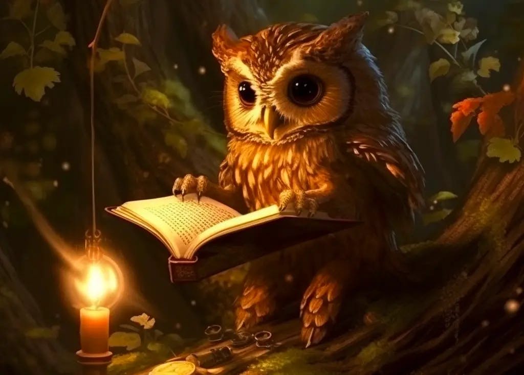 An owl preaching from a tree branch about time management and overcoming procrastination